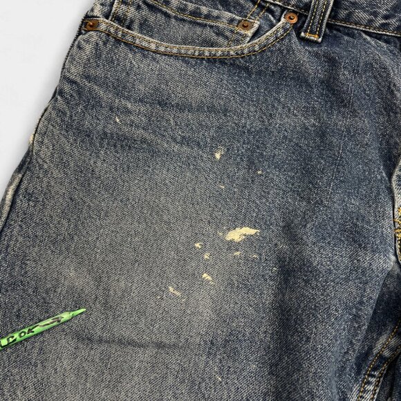 Levi's 505 Men's Blue Denim Jeans Size 34x29 Regular Straight Distressed Vintage - Picture 6 of 14